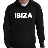 Zwarte trui met capuchon en Ibiza bedrukking heren - Feesttruien