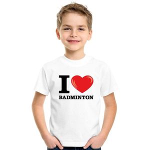 Wit I love badminton t-shirt kinderen - T-shirts