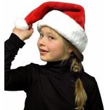 Pluche luxe kerstmuts rood/wit voor kinderen - Kerstmutsen