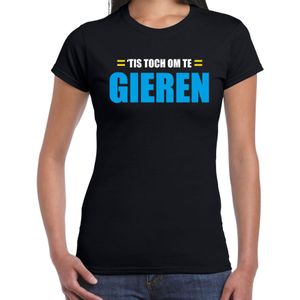 Om te gieren fun tekst t-shirt zwart voor dames - Feestshirts