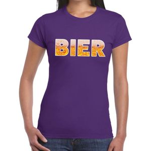 Bier tekst t-shirt paars dames - Feestshirts