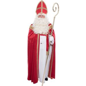 Sinterklaas kostuum luxe polyesterfluweel met mijter voor volwassenen - Carnavalskostuums