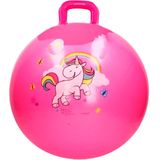 Roze Skippybal met Eenhoorn 46 cm - Buitenspeelgoed Skippyballen/Springballen Voor Jongens/Meisjes/Kinderen