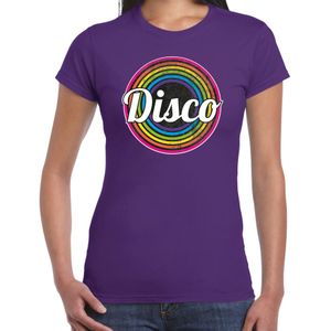 Disco verkleed t-shirt voor dames - disco - paars - jaren 80/80's - carnaval/foute party - Feestshirts