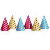 Kartonnen feest verjaardag hoedjes met stippen 48x stuks - Verkleedhoofddeksels