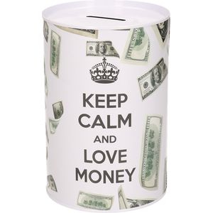 Spaarpot blik dollar biljetten - keep calm - 10 x 15 cm - Spaarpotten