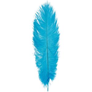 Pieten struisvogelveer/sierveer - turquoise - 55-60 cm - decoratie/hobbymateriaal - Verkleedveren