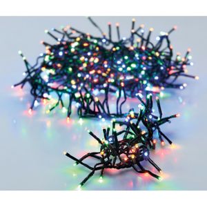 Clusterverlichting lichtsnoeren - 2x - gekleurd - 192 leds - 140 cm -zwart snoer - Kerstverlichting kerstboom