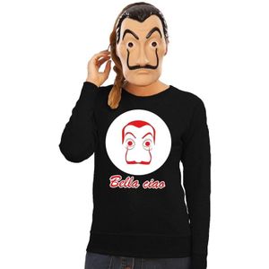 Zwarte Dali sweater S met La Casa de Papel masker dames - Overige artikelen