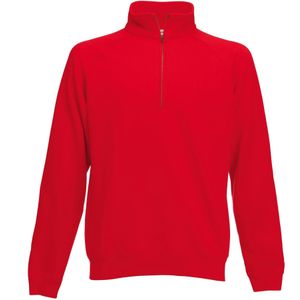 Rode fleece sweater/trui met rits kraag voor heren/volwassenen - Truien