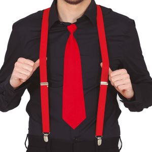 Carnaval verkleed bretels en stropdas - rood - volwassenen - verkleed accessoires - Verkleedattributen