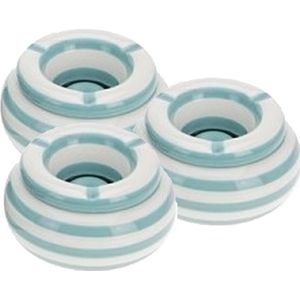 3x stuks lichtblauw met wit gestreepte asbak 11 cm