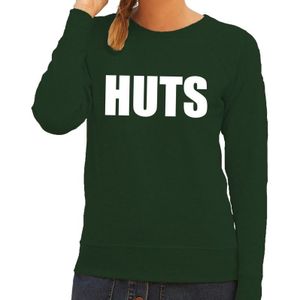 HUTS tekst sweater groen voor dames - Feesttruien