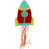 Verjaardag Pinata Space raket van 43 cm set met stok en masker - Pinatas