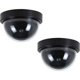 2x Dummy nep koepel beveiligingscamera met ledlampje 12 cm beveiligingsmateriaal - Dummy beveiligingscamera