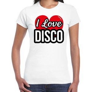 I love disco verkleed t-shirt wit voor dames - Disco party verkleed outfit - Feestshirts