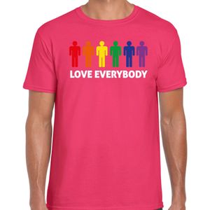 Gay Pride shirt - love everybody - regenboog - heren - roze - Feestshirts