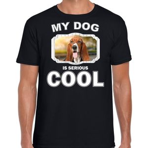 Basset honden t-shirt my dog is serious cool zwart voor heren - T-shirts