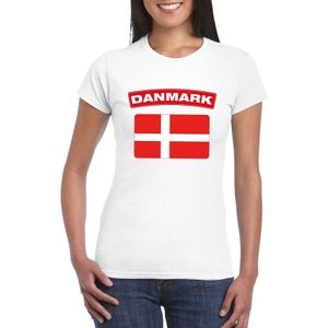 T-shirt wit Denemarken vlag wit dames - Feestshirts