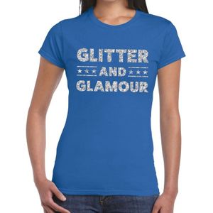 Blauwe glitter and glamour shirts voor dames - Feestshirts