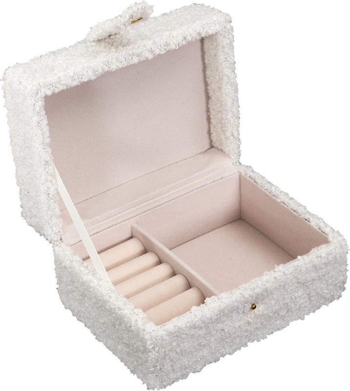 HOME DECO FACTORY - HD0129 - Sieradendoosje - Wit - Elegant Bouclette - 25x15x10 cm