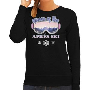 Apres ski sweater voor dames - Queen of the apres ski - zwart - apres ski/wintersport - skien - Feesttruien