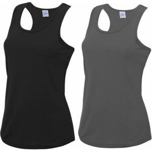 Voordeelset - grijs en zwart sport singlet voor dames in maat Large(40) - Tanktops