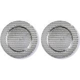 2x Diner/kerstdiner borden/onderborden zilver gevlochten 33 cm rond - Onderbord / kaarsenbord / onderzet bord