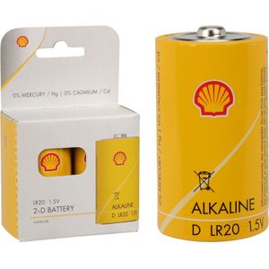 Shell Batterijen - type LR20 - 2x stuks - Alkaline - Longlife - Batterijen