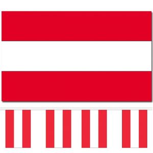 Landen vlaggen versiering set - Oostenrijk - Vlag 90 x 150 cm en vlaggenlijn 3 meter - Vlaggen