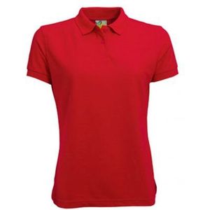 Dames basic poloshirt - rood - korte mouw - getailleerd - katoen - Polo shirts