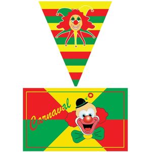 Carnaval versiering pakket - 1x grote vlag en 2x puntvlaggetjes - Feestpakketten