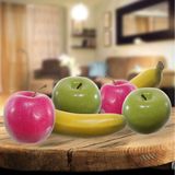 Kunstfruit decofruit - 2x - appel/appels - ongeveer 6 cm - groen - namaak fruit