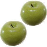 Kunstfruit decofruit - 2x - appel/appels - ongeveer 6 cm - groen - namaak fruit