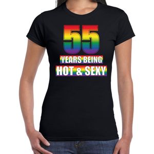 Hot en sexy 55 jaar verjaardag cadeau t-shirt zwart voor dames - Gay/ LHBT kleding / outfit - Feestshirts