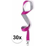 30 stuks polyester sleutelkoords roze/grijs - Keycords