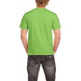 Set van 2x stuks goedkope gekleurde shirts limegroen voor heren, maat: S (36/48) - T-shirts