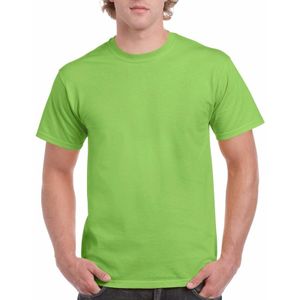 Set van 2x stuks goedkope gekleurde shirts limegroen voor heren, maat: S (36/48) - T-shirts