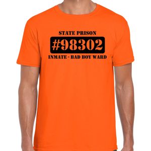 Carnavalskleding bad boy ward boeven / gevangenen shirt oranje heren - Feestshirts