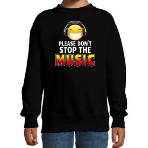 Funny emoticon sweater Please dont stop the music zwart kids - Feesttruien