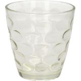 18x Stuks transparante waterglazen/drinkglazen cirkels relief 300 ml van glas - Keuken/servies basics