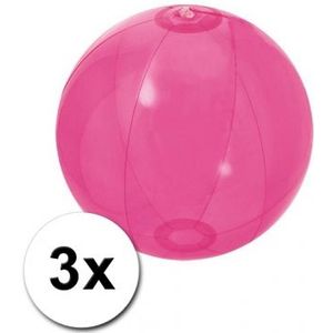 Opblaasbare ballen voor op het strand fel roze 3 stuks - Strandballen