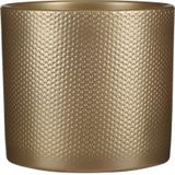 Mica Decorations Bloempot - 2x stuks - goud - relief - keramiek - D23 x H21,5 cm - plantenpotten bin - Plantenpotten
