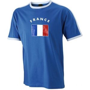 Blauw heren shirtje met Franse vlag - Feestshirts