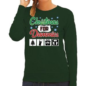 Groene foute kersttrui / sweater Christmas for dummies voor dames - kerst truien