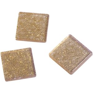 205x stuks Acryl glitter mozaiek goud 1 cm - Mozaiektegel