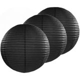 5x stuks luxe bol lampionnen zwart 50 cm diameter - Feestlampionnen