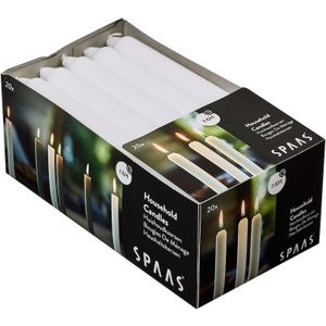 20x Witte huishoudkaarsen 18 cm 6 branduren - Geurloze kaarsen - Dinerkaarsen/tafelkaarsen/kandelaarkaarsen