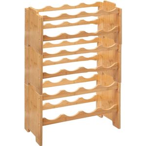 Set van 4x stuks stapelbare bamboe fles/wijnrekken - voor 32 flessen - 46 x 24,5 x 29,5 cm - Wijnfles houder