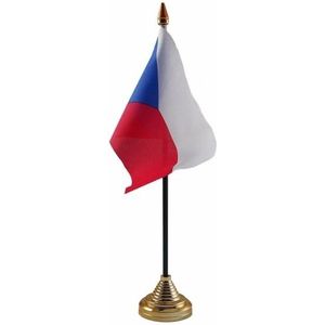 Polyester Tsjechische vlag voor op bureau 10 x 15 cm - Vlaggen